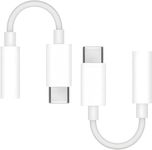 USB C to 3.5 mm Female Headphone Jack Adapter for Apple iPhone 15, iPad Pro, Google Pixel 6 5 XL, Samsung Galaxy S23 S22 Note 20, Sony HTC and More (White 2 Pack)