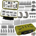 Vipfish Fishing Accessories Kit, 264/397PCS Hooks, Weights, Sinkers, Swivels, Snaps, Beads, Bobber Stops, for Saltwater & Freshwater Fishing, Tackle Box Included (Fishing Accessories Kit 264Pack)