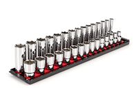 TEKTON 1/2 Inch Drive 6-Point Socket Set with Rails, 30-Piece (10-24 mm) | SHD92211