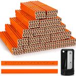 202 Pcs Carpenter Pencil Set 200 Pcs Flat Construction Pencils with Printed Ruler Wood Graphite Pencils 2 Pcs Carpenter Pencil Sharpener for Woodworking Marking Tool (Orange)