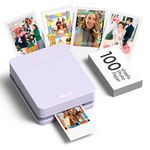 Nelko PP01 Portable Photo Printer with 100 Sheets, Instant Smartphone Inkjet Sticker Printer, Sticky Back Photo Printing for iOS/Android, Pocket Size Mini Printer with Fun Editing App, Purple
