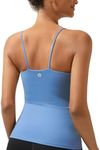 RUNNING GIRL Workout Tank Tops for Women Built in Shelf Bras Padded,Sleeveless Gym Tops Athletic Yoga Shirts(BX3029_Blue_L)