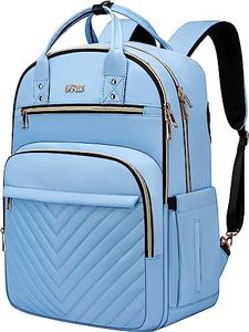 Laptop Backpack for Women Men, Water Resistant Travel Work Backpacks Purse Stylish College Business Teacher Nurse Computer Bag, Fits 17.3" Laptop Light Blue