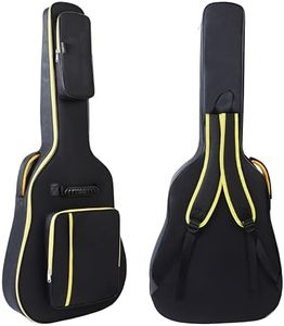 PPOPPO 40/41/42" Acoustic Guitar Gig Bag, 600D Waterproof Nylon Fabric, 0.35" Thick Padded Guitar Case with 3 Pockets, Padded Side/Front Handles and Shoulder Strap - Black & Yellow