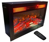 RVA Decorative Electric Fireplace 28 x 20 x 7 inches with Remote & Heating Option, Matt Black,