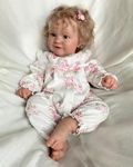 TERABITHIA 20 Inches Lifelike Premie Baby Size Rooted Blond Hair Reborn Baby Doll Crafted in Soft Weighted Body Look Real Sweet Smiling Realistic Newborn Girl Doll, My Little Sweetheart