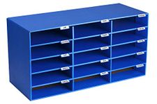 AdirOffice Cardboard Classroom Mailbox, and Office Mail Organizer with Name Slots, (15 Slot, Blue)