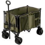 Outsunny Folding Garden Trolley, Cargo Traile on Wheels, Collapsible Camping Trolley, Outdoor Utility Wagon with Steel Frame and Oxford Fabric, Green