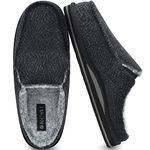 ONCAI Mens Slippers with Orthotic Arch Support,Cotton-Blend High-Density Memory Foam Plantar Fasciitis House Slippers Warm Stripe Faux Fur Clogs Slip-on Indoor Outdoor Rubber Sole Black Size 12