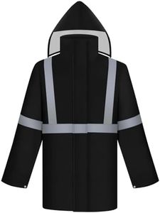 TCCFCCT Hi Vis Rain Jacket Rain Suits for Men Waterproof, High Vis Rain Coat with Hood, High Visibility Rain Gear for Safety Work, Class 3 Reflective raincoat for Outdoor Activities, L-XL Black NP
