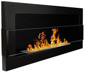 Bio Ethanol Fire BioFire Fireplace Modern 900 x 400 Black with Glass Wall - Mounted Alcohol Fireplace