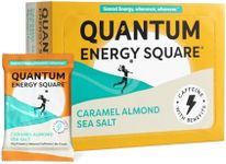 Quantum Energy Square: Energy Bar with Caffeine & 10g Protein. Delicious Healthy Snack On The Go. (Vegan, Gluten-free, Soy-free, Dairy-free). Flavor: Caramel Almond Sea Salt 8Pk