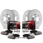 Power Stop K2385 Front and Rear Brake Kit with Drilled Slotted Brake Rotors and Z23 Evolution Ceramic Brake Pads For 2006 2007 2008 Honda Civic EX | 2009 2010 2011 Honda Civic EX, EX-L