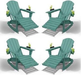 AreShark 4-in-1 Folding Adirondack Rocker with Ottoman, Set of 4, Aruba