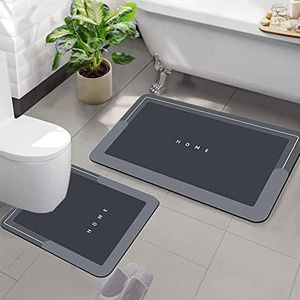 Bathroom Rugs Sets 2 Piece,Bath Mat and U-Shaped Toilet Rug,Non-Slip,Absorbent Easy Clean Bathroom Rugs,Quick Drying Diatom Rubber Bath Mats for Bathroom,Tub and Shower