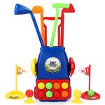 deAO Toddler Golf Set, Kids Golf Suitcase Toy Set, Outdoor Indoor Sports Toys with 8 Balls 4 Golf Clubs 2 Practice Holes, Golf Clubs Set Garden Game for Boys Girls Toddlers 3 4 5 Years Old