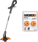 WORX WG157E.9 18V (20V Max) Cordless Grass Trimmer, Strimmers, Line Strimmer Edge Cutter (Tool only – battery & charger sold separately) and WA0004 Replacement Spool and Line for Grass Trimmers Orange