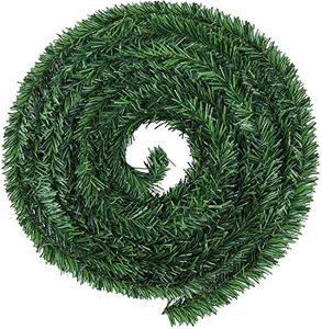 LATERN 33M Christmas Garland Decoration, Non-Lit Artificial Green Pine Garland Soft Holiday Garland for Outdoor Indoor Christmas Wedding Party Wreaths Decorations (Width 7cm)