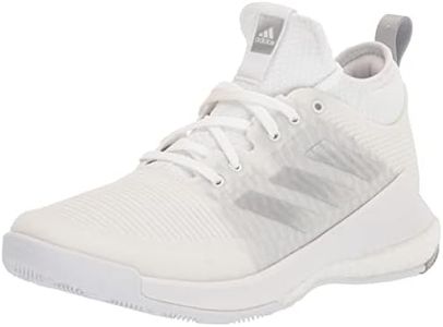 adidas Women's Crazyflight Mid Volleyball Shoe, White/Silver Metallic/Grey, 6