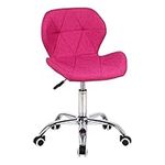 Modern Fabric Swivel Office Chair, Height Adjustable Padded Armless Desk Chair with Wheels for Home Office, Rose