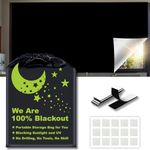 Blackout Blinds Shades [XXL 150" x 59"][100% Blackout Light] [No Drill][DIY Cut to Any Size or Shape] Portable Temporary Travel Blackout Curtains for Nursery,Bedroom,Film Room,RV Car Windows Cover