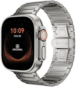 GROOBAL Titanium Band Compatible with Apple Watch Ultra 3/2/1 49mm Band for Men & Series 11/10 46mm, Grade 5 Titanium with DLC Coating for Ultra Watch Band - Butterfly Clasp, Gifts for Men