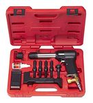 Hanson Rivet 3X AIR Hammer KIT for Solid Rivets. Comes with 2 Bucking Bars, 4 Cupped Universal Head BITS (3/32, 1/8, 5/32 & 3/16), A 1inches Flush DIE, and 2 RETAINING Springs. HRH-3X-737