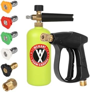 WXNANY Short Pressure Washer Gun with Foam Cannon,Power Washer Gun Snow Foam Lance 1/4" Quick Connector, Car Wash Foam Cannon Kit with 5 Pressure Washer Nozzle Tips and Holder, 1L