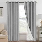 H.VERSAILTEX Linen Blackout Curtains 108 Inches Long 100% Blackout Thermal Insulated Textured Linen Look Curtain Draperies Anti-Rust Grommet, Energy Saving with White Liner, 2 Panels, Dove Gray