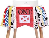 WAOUH Farm High Chair Banner for 1st Birthday - First Baby Birthday Party Theme Decoration, Fabric Garland Cake Smash Photo Prop,Birthday Souvenir and Gifts (Red Birthday Banner)