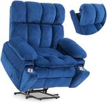 Zuacs Power Lift Recliner Chair for Elderly,Oversized Recliner with Massage and Heat Extra Wide,Adjustable Headrest,USB Ports,Type C,Hidden Cup Holders,Side Pocket,Navy Blue