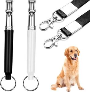 Rtuokad 2 Pack Dog Whistle, Adjustable Ultrasonic Silent Dog Whistle, Professional Recall Stop Dog Barking Dog Training Whistles with Lanyard(Black&White)