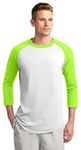 Sport-Tek Colorblock Raglan Jersey. T200 White/Lime Shock