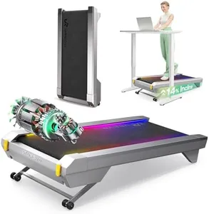 UREVO CyberPad Smart Walking Pad with 14% Auto Incline, Slim Under Desk Treadmill for Office Fitness, Brushless Motorized, Elegant Speed Lights, Spacious Surface, Digital Controller, AI-Powered App