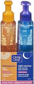 Clean & Clear Morning Burst/Night Relaxing Cleanser Facial Cleanser with Vitamin C & BHA, Daily Nourishing Face Wash Gently Cleanses to Remove Oil & Pore Clogging Impurities, 236mL x 2 (2 Pack)