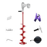 8 Inch Ice Auger, 35.95 Inch Extended Reach for Drilling Deep Ice Fishing Holes, LONGRUN Auger Drill Bit for Ice Post Hole Digger w/Interchangeable Sharp Blade & Cover, Ice Auger Adapter with Handle