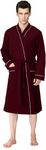 NY Threads Men's Robe Cotton Blend Knit Bathrobe, Wine Red, Large