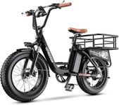 EUY Electric Bike for Adults for Black with Rear Basket