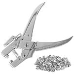 Kurtzy Eyelet Hole Punch Pliers Kit with 100 Silver Eyelets - 16cm/6.3 Inch Leather Belt Grommet Tool - 8.5mm Silver Metal Grommets - Plier Puncher Set for Fabric, Clothes, Shoes, Bags and Crafts