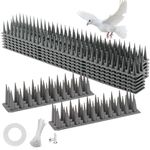 MOGADEE® Pigeon Repellent Spikes, Pack of 12, 5.2 m Bird Repellent Spikes Made of Plastic, Pigeon Repellent Balcony, Bird Protection for Balcony, Cats, Sparrows and Windowsill (Grey)