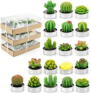 Lawei 18 Pack Cactus Tealight Candles - Handmade Delicate Succulent Mini Plants Candle - Perfect for Home Decor Candles Festival Wedding Props and House-Warming Party