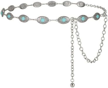 TRIWORKS Western Belts for Women, Cowgirl Gold Chain Belt, Metal Concho Belts for women Dresses Jeans Country Concert Outfit