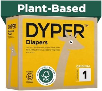 DYPER Baby Diapers Size 1 | Honest Ingredients | Cloth Alternative | Day & Overnight | Made with Plant-Based* Materials | Hypoallergenic for Sensitive Newborn Skin, Unscented