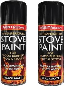 SDMAX 2 x Pc High Temperature Black Matt Stove Spray Paint Up To 600°C Engine Exhaust Adhesion 400ml Heat Resistant Wood Burners BBQ Grill