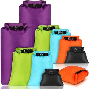 Riakrum 10 Pcs Waterproof Dry Bags, Ultralight Dry Sacks Stuff Sacks for Backpacking, Outdoor Dry Sacks Keep Gear for Kayaking Boating Hiking Backpacking (Multi Colors, 1.5,15,3,5,8L)