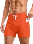 G Gradual Men's Swimsuit Trunks with Zipper Pockets Quick Dry Swimwear Bathing Suit Swim Briefs Board Shorts for Men, Orange, Small