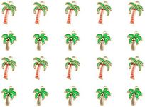 NUOBESTY 20pcs Enamel Charms Beads Tropical Hawaii Palm Tree Charms Pendant Beads Findings Accessories for Bracelet Earring Necklace DIY Supplies