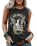 Kid Rock Skeleton Eagle Tank Top for Women Vintage Country Music Shirts Summer Sleeveless Graphic Tops, Grey, M