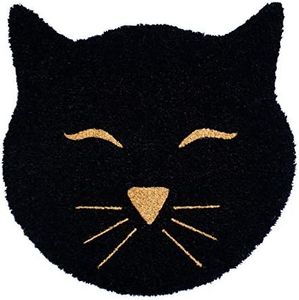 Rugsmith Black Tufted Cat Head Coir Doormat, 20" x 20"