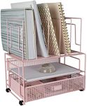 BLU MONACO Pink Workspace Desk Organizer and Accessories Desktop Rack with File sorters and Drawer for Office Supplies, Paper, Device and Folder